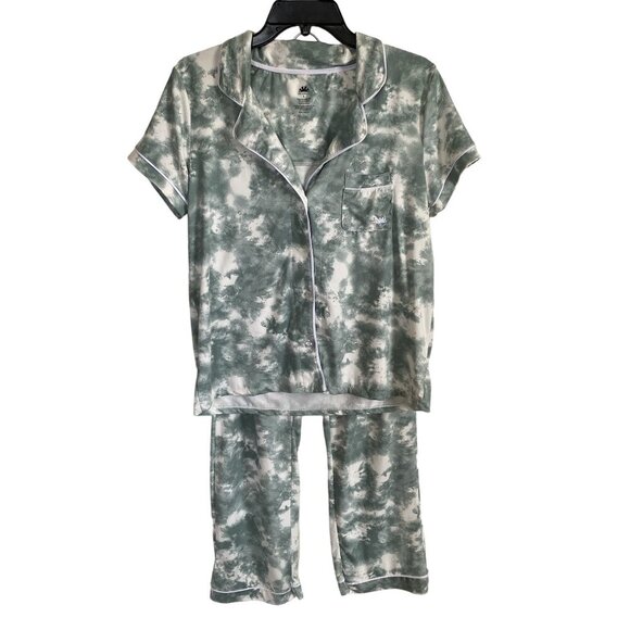 C&C California large pajama set pants with short sleeve top pale green sleepwear - Picture 1 of 10